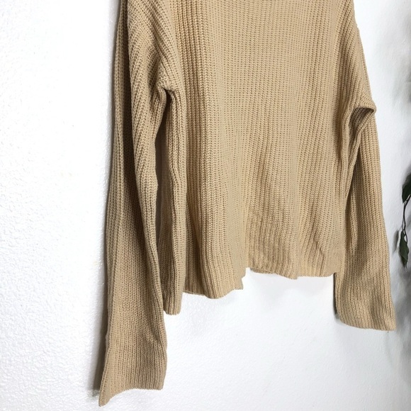 Nasty Gal Tan Cropped Open Back Sweater - Picture 2 of 6